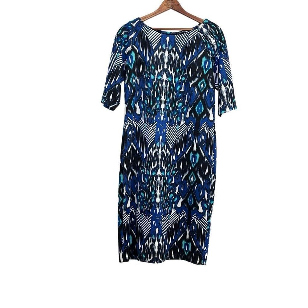 Rabbit Rabbit Rabbit Designs Crew Neck Elbow Length Shift Dress Multicolor Sz 14 - Picture 2 of 9